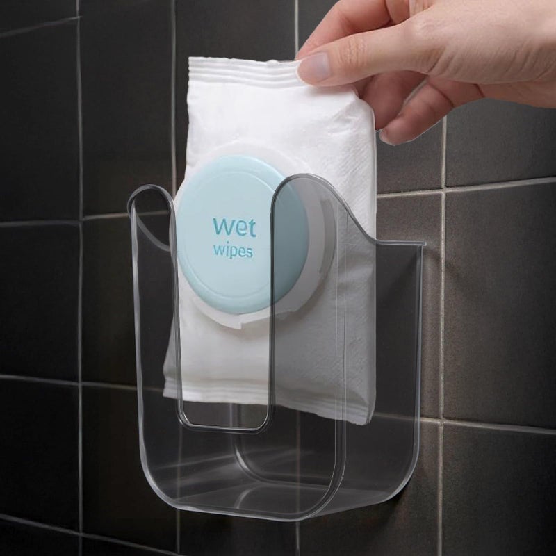Bruislard Flushable Wipes Dispenser Wall-Mounted Tissue Box Kitchen Wipes Storage Wipe Holder for Bathroom Bedroom Kitchen Toilet (Translucent Gray) - Image 4